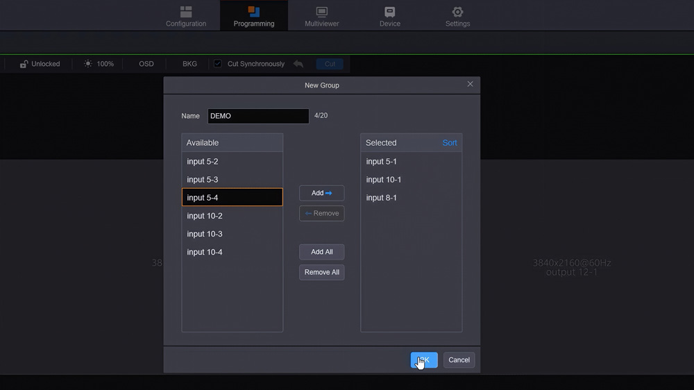 Input Source Grouping of Novastar H5