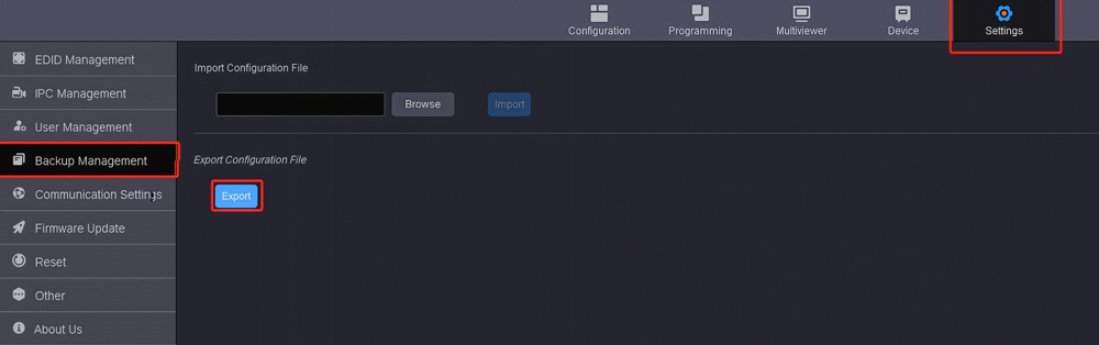 NovaStar H5 Backup - Backup Management Page
