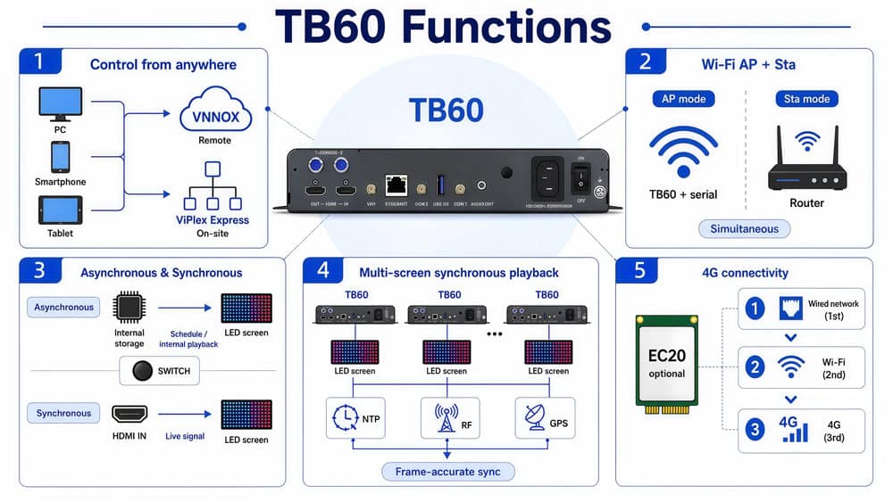 NovaStar TB60 Kullanım Kılavuzu, Teknik Özellikler ve Kurulum