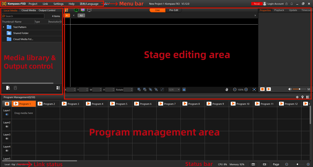 Kompass FX3 interface