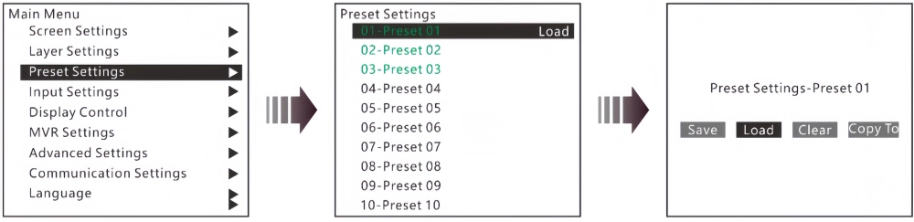 j6 switcher Preset Settings