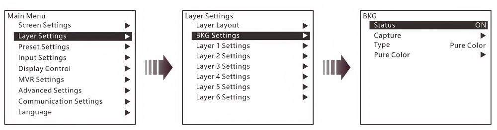 novastar j6 BKG Settings