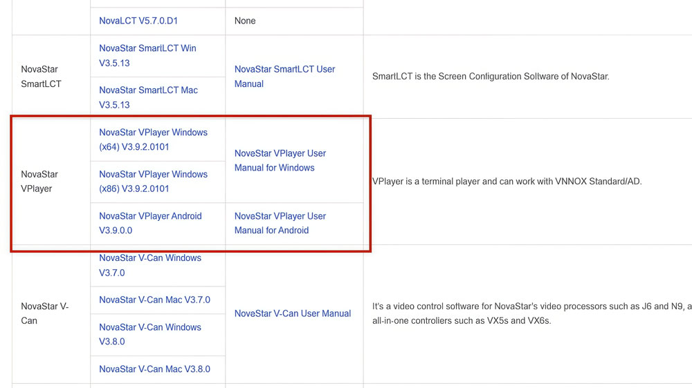 ledincloud novastar vplayer download