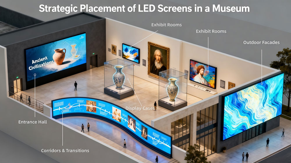 museum led screen placement