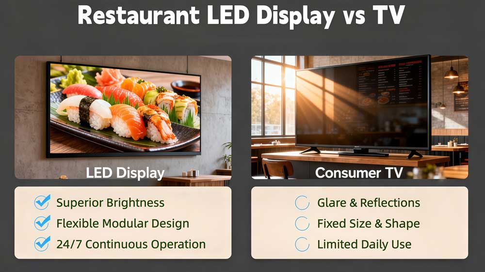 Restaurant LED Display vs TV