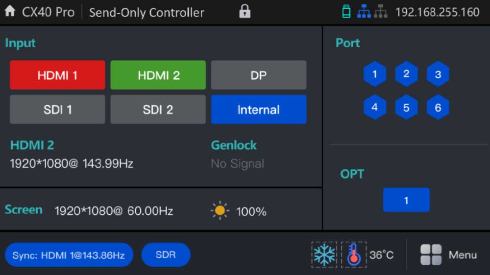 novastar cx40 pro Home Screen