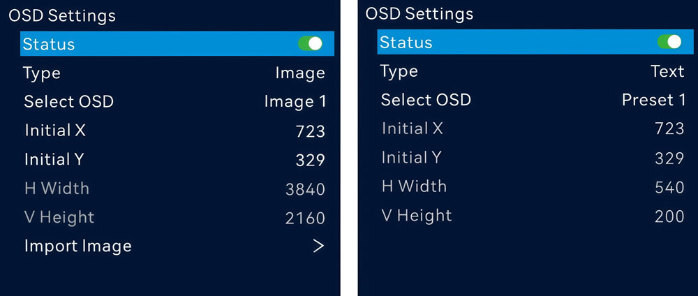 novastar vx1000 pro - OSD setting