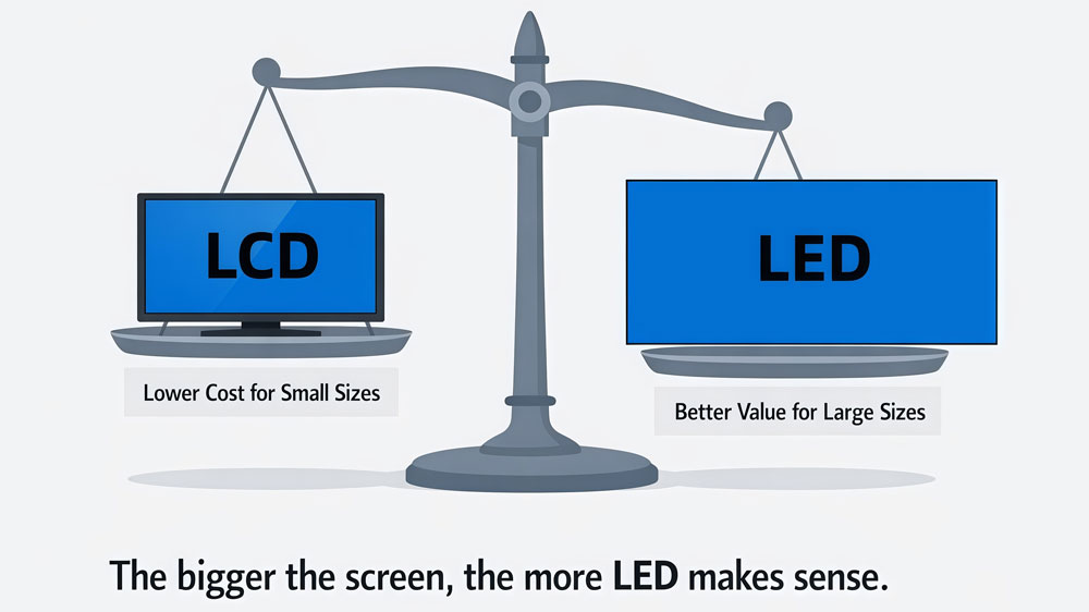 lcd display price vs led display price