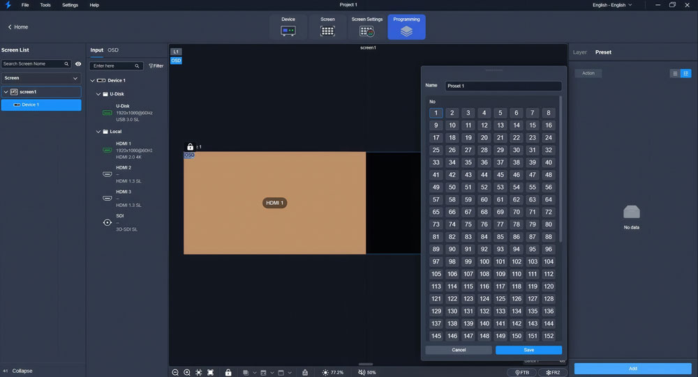 novastar unico - Bind presets