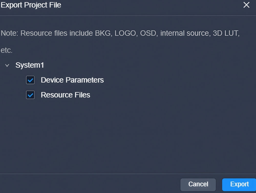 novastar unico - Export project files