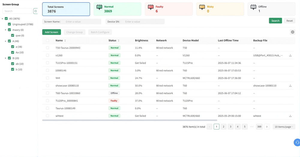 vnnox care - Manage Screen Information