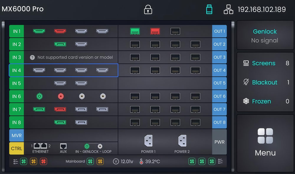 NovaStar MX6000 Pro home screen