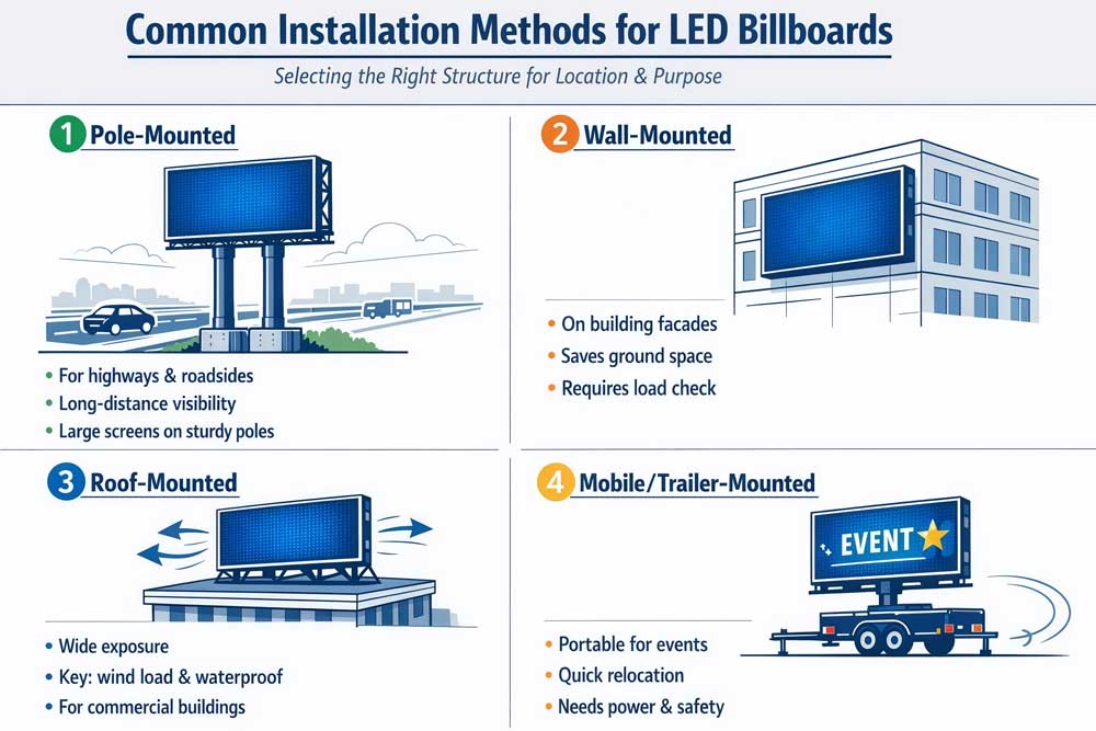 led screen billboard installation methods