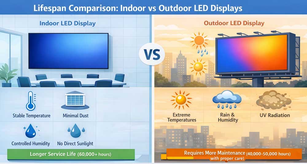 led screen lifespan - indoor vs outdoor