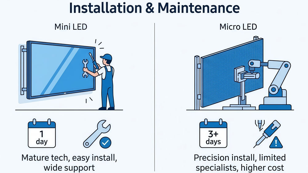 Mini LED vs Micro LED - installation